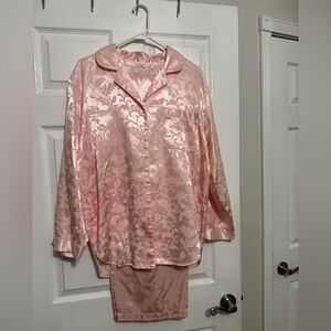 Blush Satin Floral Pajama Set